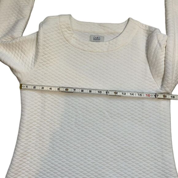 Croft And Barrow White Quilted Pattern Long Sleeve Crew Neck Sweatshirt Size Med - Picture 8 of 13